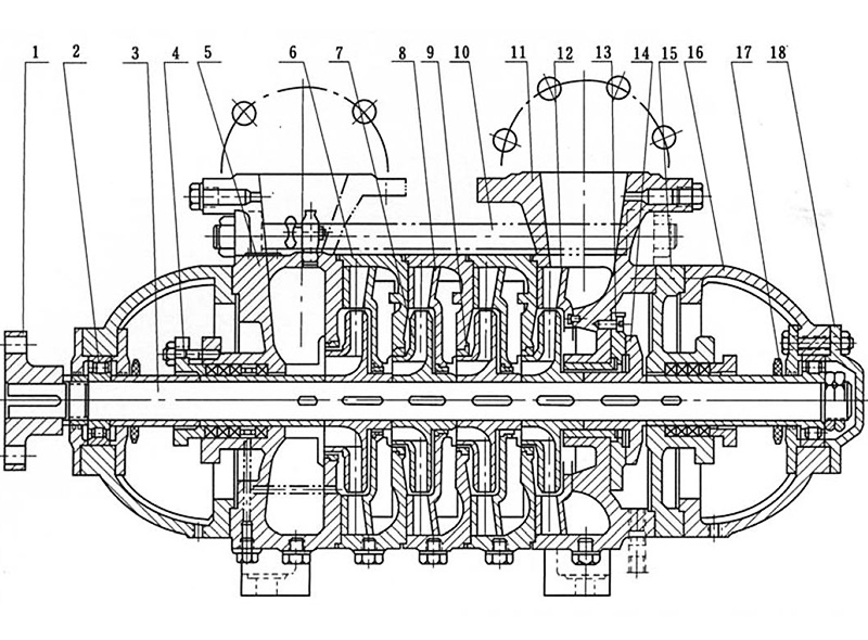 Construction of high pressure sea water multistage pump