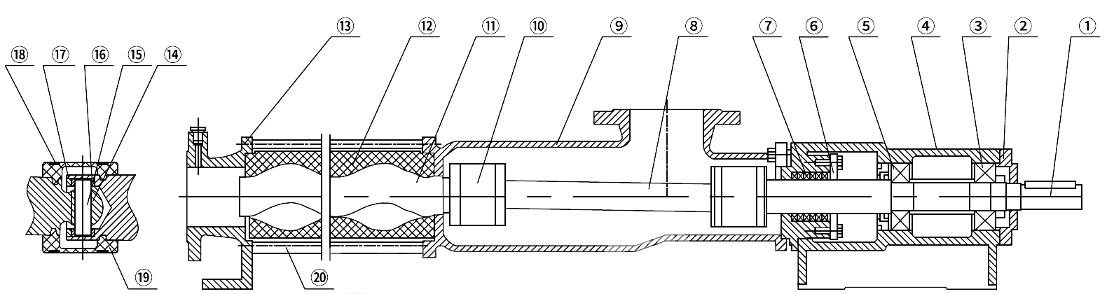 Construction OF progressive cavity single screw pump